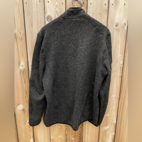 Free Country Men's Sweater Knit Fleece Jacket Gray/Black with Blue Accents - Picture 2 of 5